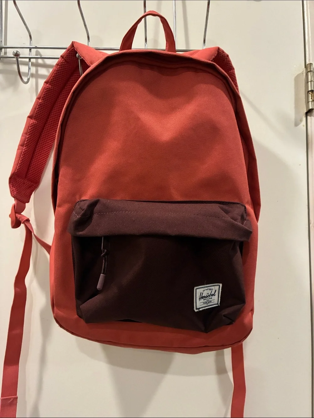 Herschel Supply Company Two-Tone Red Backpack with Dark Front Pocket